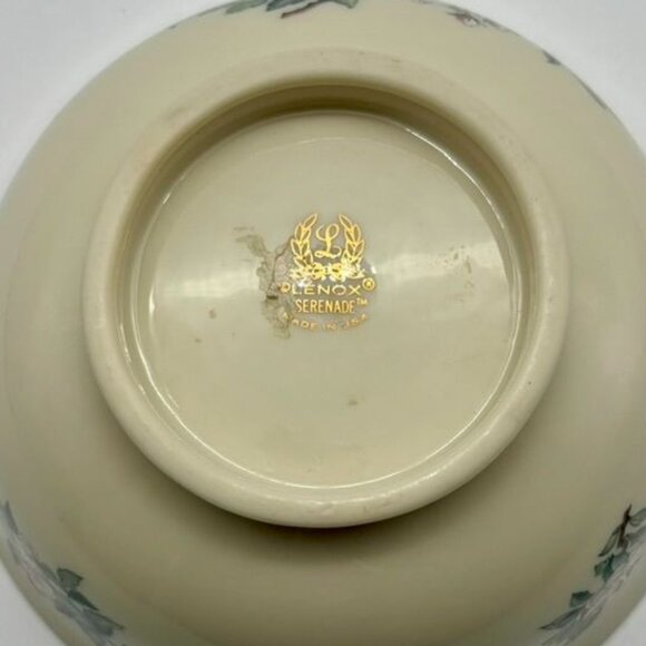 Vintage Lenox Serenade Small Decorative Dish Bowl Gold Rim Bird Flower Motif USA - Picture 13 of 13